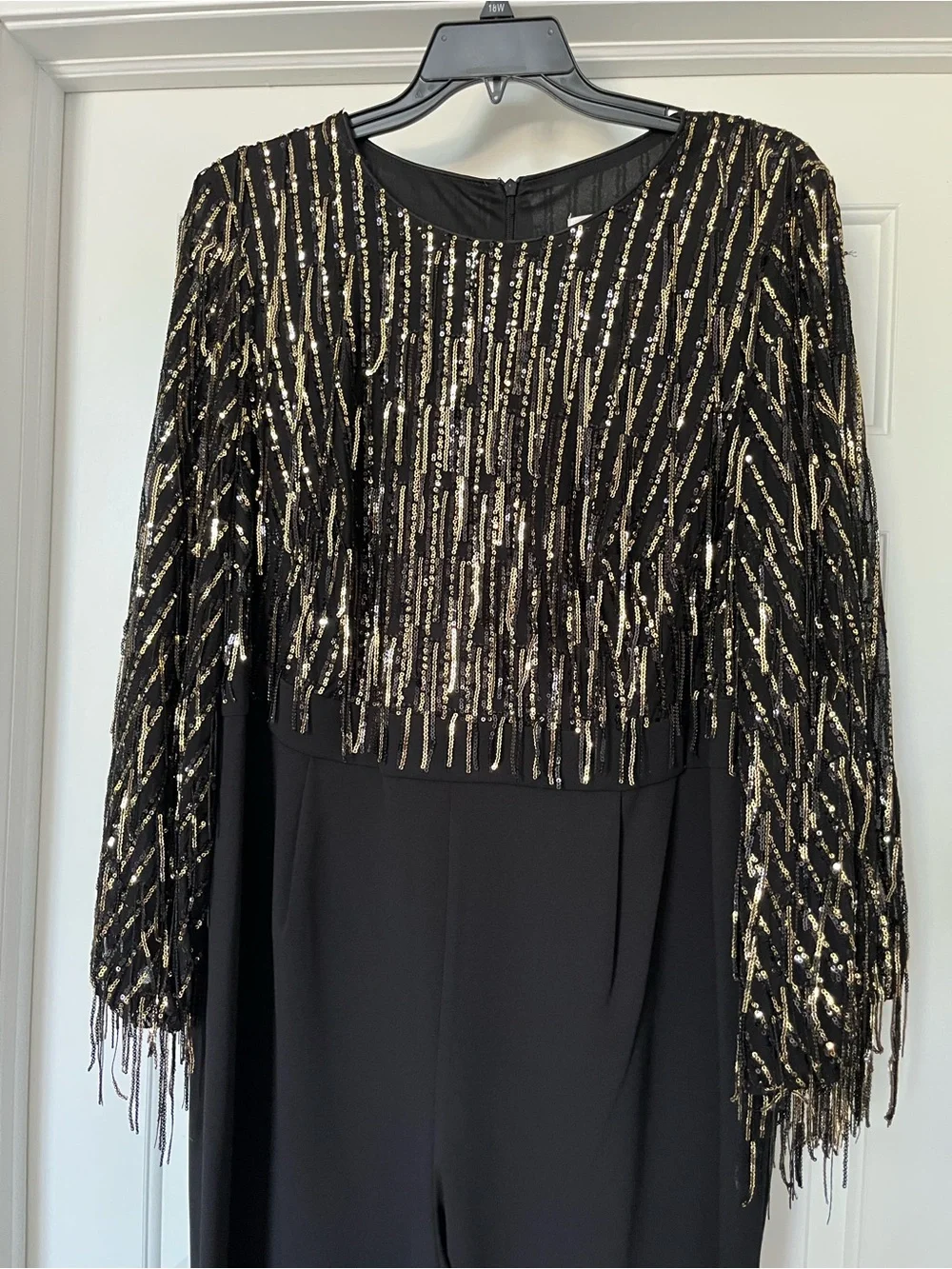 🖤✨ Eliza J Sequin Fringe Straight-Leg Jumpsuit Dress Sequin Size 18W NWT